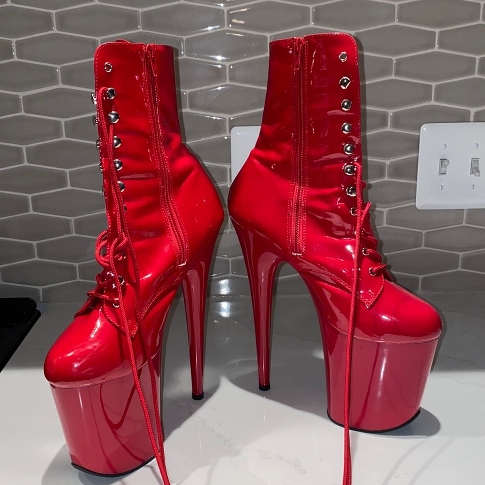 Red pleaser boots